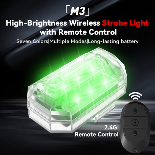 Wireless LED Lights for Car with Remote, High Brightness Wireless Strobe Light, RGB LED Aircraft Strobe Lights for Cars, Motorcycle, Drone, Truck, Bike, USB Charge