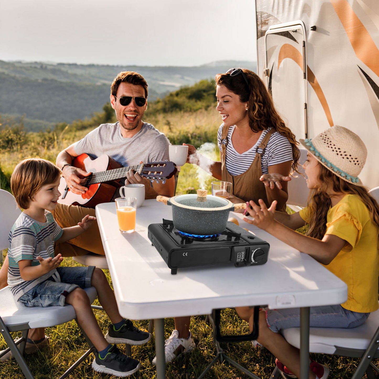 1Pc 3300W Portable Camping Stove Butane Canister Dual Fuel Burner Piezo Electric Ignition Single Burner With Automatic Tank Ejection Overpressure Cut Off Carry Case For Camping Hiking Picnic Fishing B