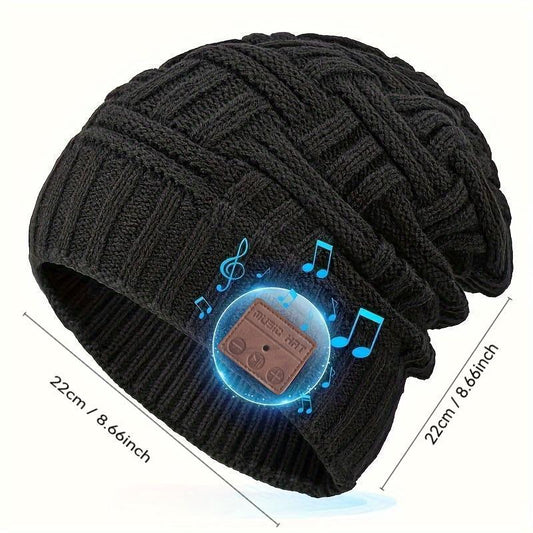 Wireless Music Hat, Chunky Knitted Hat Wireless Beanie Hat, Snow plus Velvet Warm Wireless Music Headphone Hat, Sports & Outdoor Hats