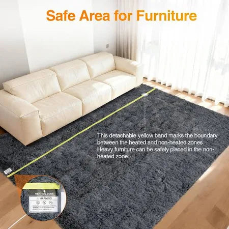 Electric Heating Carpet Area Rug Heater Floor Mat Timer Fast Warm Up Living Room Office 5' x