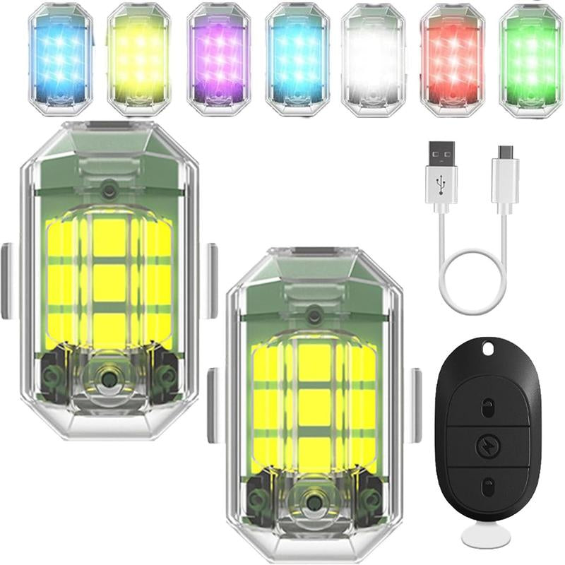 Wireless LED Lights for Car with Remote, High Brightness Wireless Strobe Light, RGB LED Aircraft Strobe Lights for Cars, Motorcycle, Drone, Truck, Bike, USB Charge