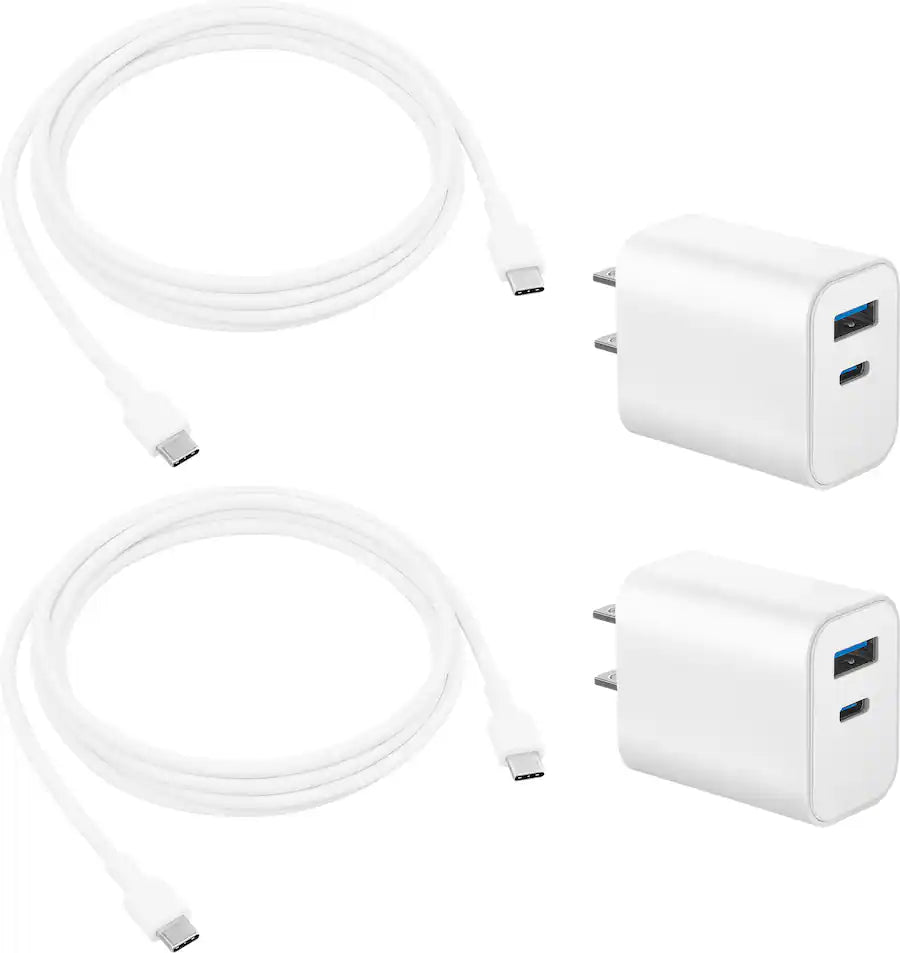 Best Buy essentials™ - 20W Dual-Port Wall Charging Kit for USB-C Smartphones, Tablets and More (2 Pack) - White