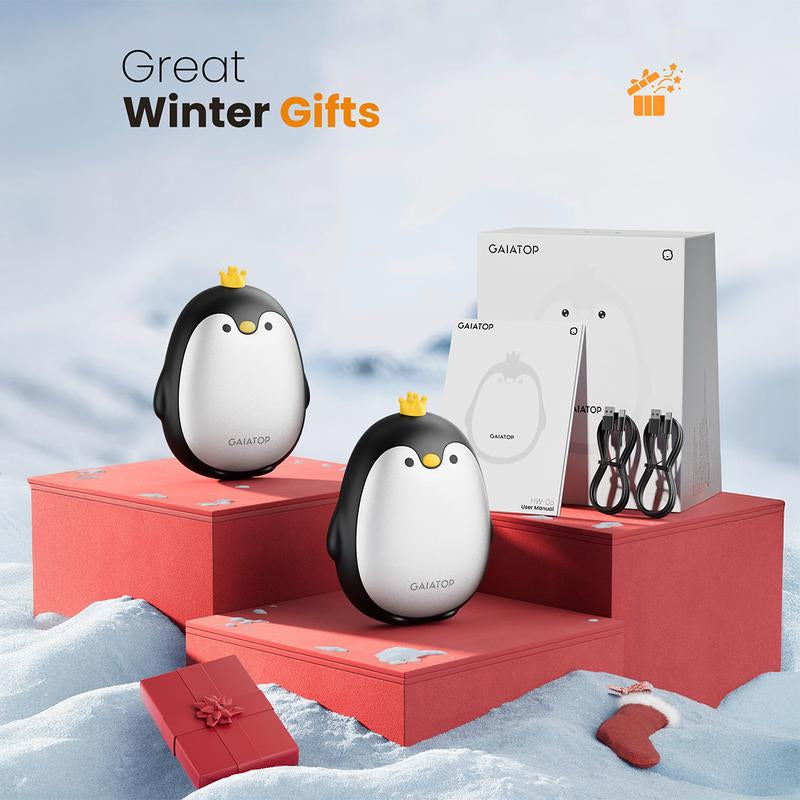 Stay Warm Anywhere GAIATOP Penguin Rechargeable Hand Warmers 2-Pack | 3 Heat Settings, Portable & Rechargeable | Camping, Hunting, Golf, Perfect Gift for Women & Men