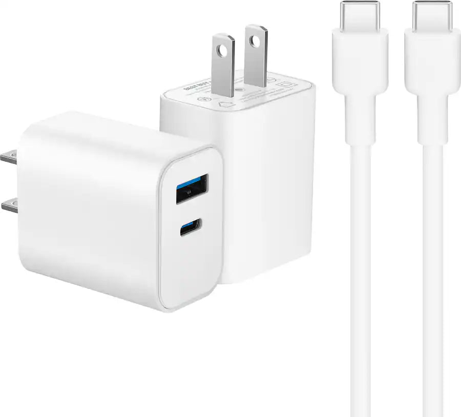 Best Buy essentials™ - 20W Dual-Port Wall Charging Kit for USB-C Smartphones, Tablets and More (2 Pack) - White