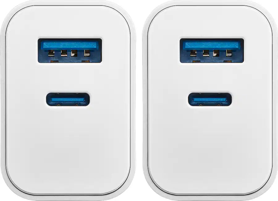 Best Buy essentials™ - 20W Dual-Port Wall Charging Kit for USB-C Smartphones, Tablets and More (2 Pack) - White