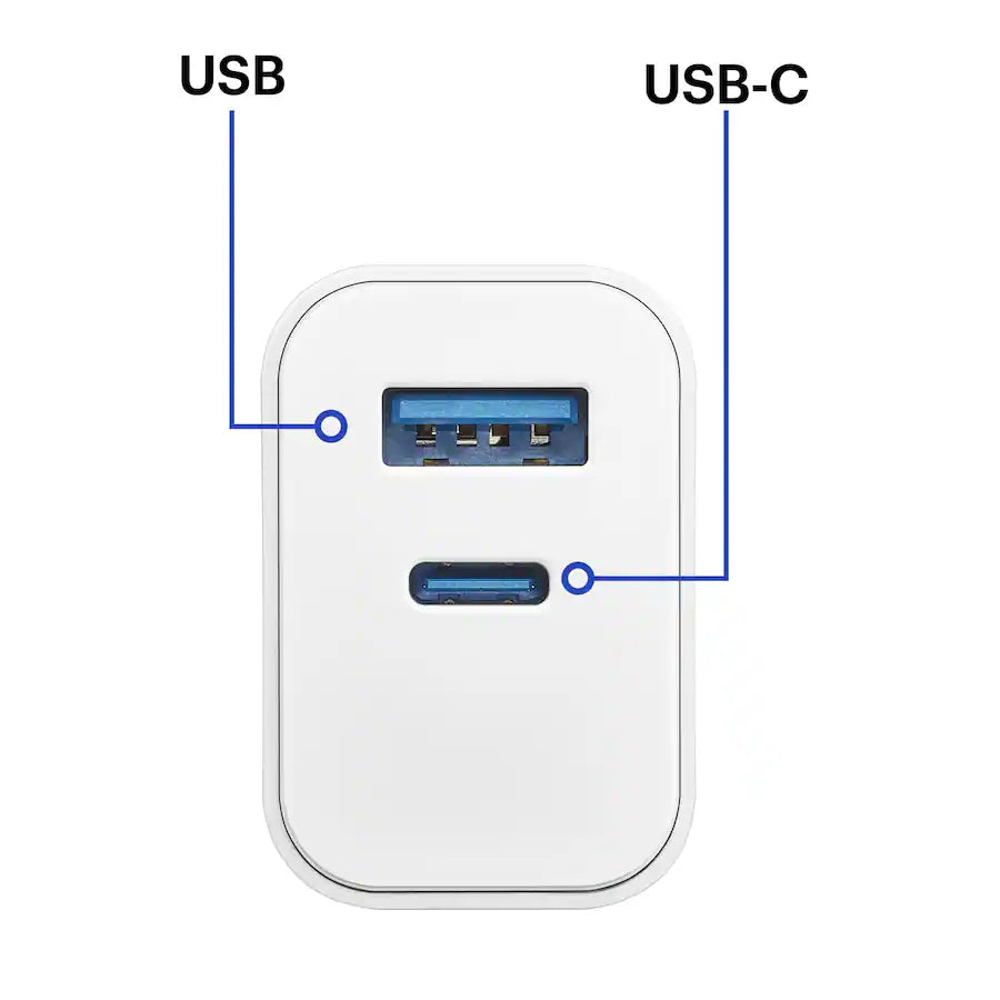 Best Buy essentials™ - 20W Dual-Port Wall Charging Kit for USB-C Smartphones, Tablets and More (2 Pack) - White