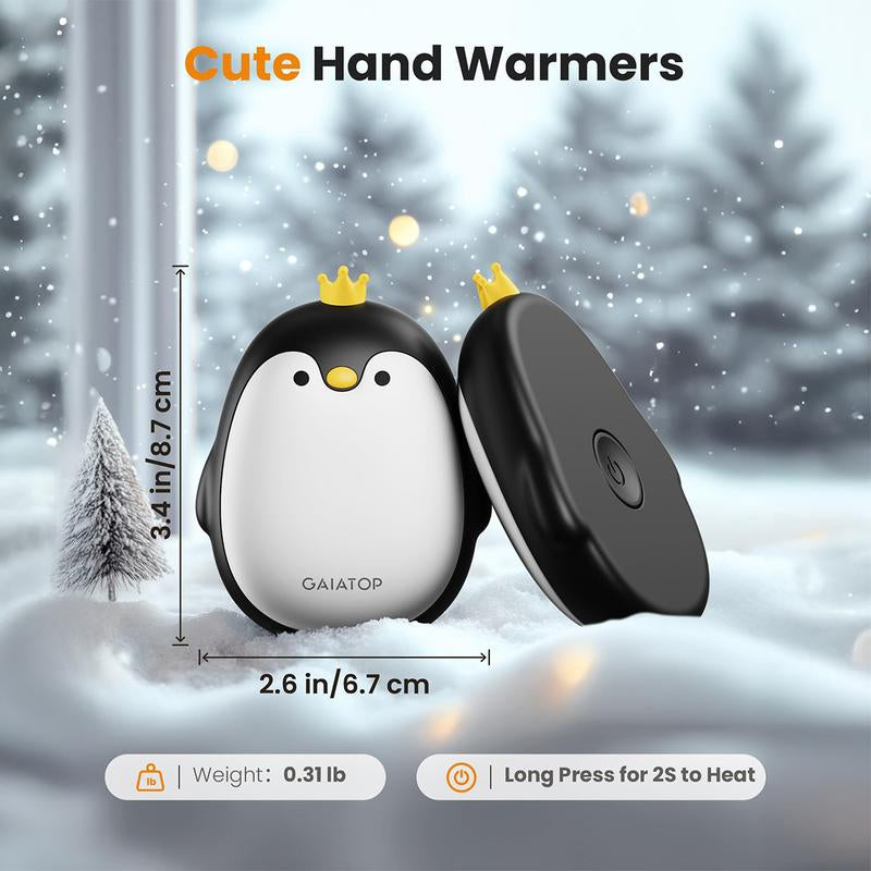 Stay Warm Anywhere GAIATOP Penguin Rechargeable Hand Warmers 2-Pack | 3 Heat Settings, Portable & Rechargeable | Camping, Hunting, Golf, Perfect Gift for Women & Men