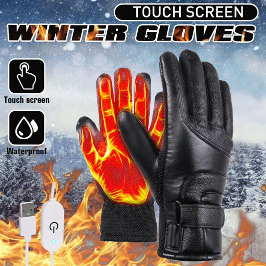 USB Powered Electric Heated Gloves for Men Women with 3 Heating Levels Heated Gloves Touchscreen Waterproof Skiing Snowboarding Gloves