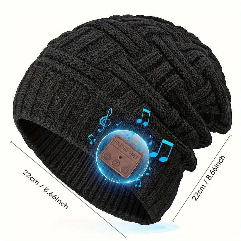 Wireless Music Hat, Chunky Knitted Hat Wireless Beanie Hat, Snow plus Velvet Warm Wireless Music Headphone Hat, Sports & Outdoor Hats