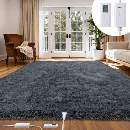 Electric Heating Carpet Area Rug Heater Floor Mat Timer Fast Warm Up Living Room Office 5' x