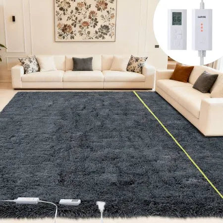 Electric Heating Carpet Area Rug Heater Floor Mat Timer Fast Warm Up Living Room Office 5' x