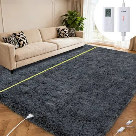 Electric Heating Carpet Area Rug Heater Floor Mat Timer Fast Warm Up Living Room Office 5' x