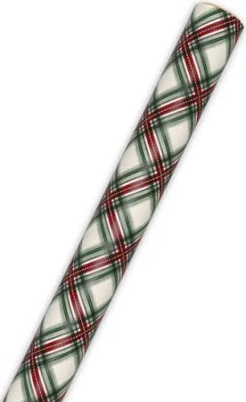 Festive Red and Green Plaid Christmas Wrapping Paper Roll, 35 sq. ft